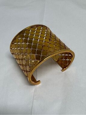 Rebecca Gold-Tone Lattice Open Cuff Bracelet